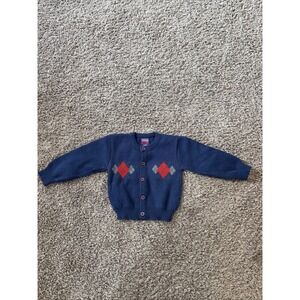 Vintage 90s Donmoor Crewneck Preppy Sweater Boys Size 18 Mos Blue Red